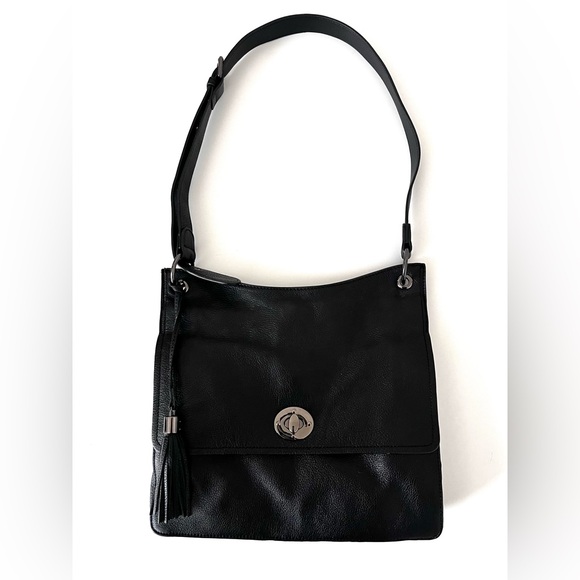 Rachel Roy Black Pebbled Leather Crossbody Shoulder Messenger Bag Hobo Purse - Picture 6 of 14